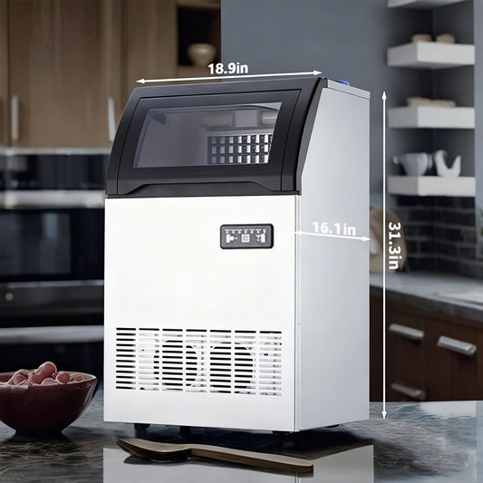 GARVEE 120Lbs/24H Commercial Ice Maker - 33Lbs Storage, Under Counter Stainless Steel, Dual Water Inlet (Tap/Bottle), Self-Cleaning & Quiet Operation, for Restaurant/Bar/Home
