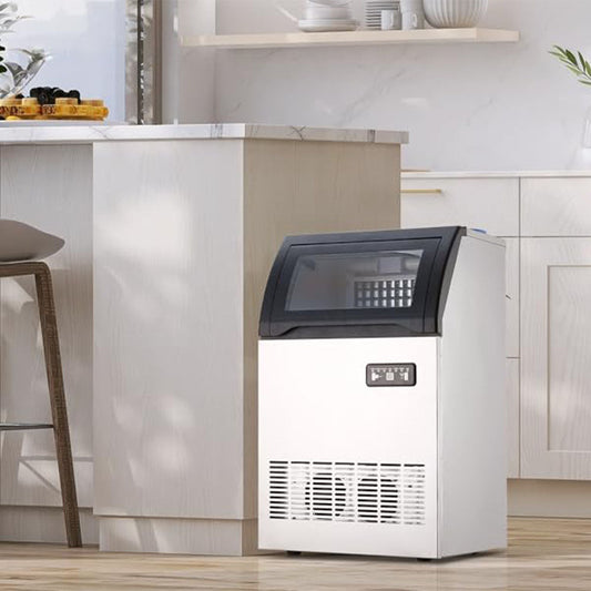 GARVEE 120Lbs/24H Commercial Ice Maker Machine, 33Lbs Storage, Under Counter Stainless Steel, Self-Cleaning, for Home, Restaurant, Bar