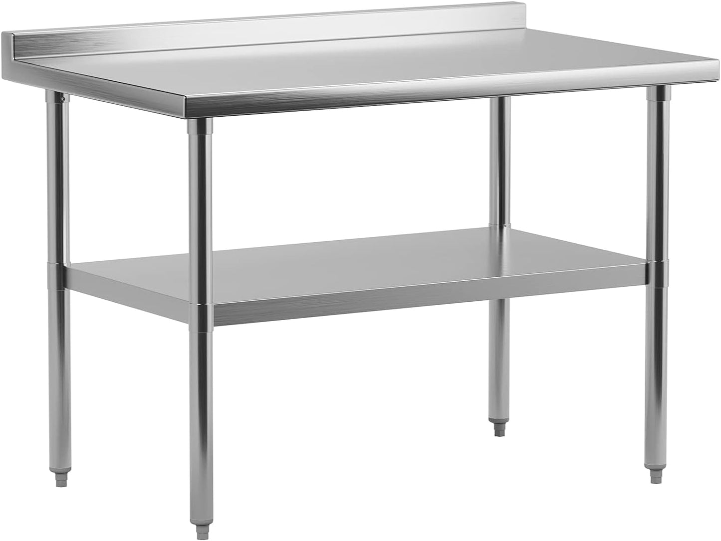 GARVEE 48"L x 24"W x 34"H Stainless Steel Work Table with Backsplash - NSF Certified, Heavy-Duty Kitchen Prep Table for Home, Restaurant, Hotel, and Outdoor Use
