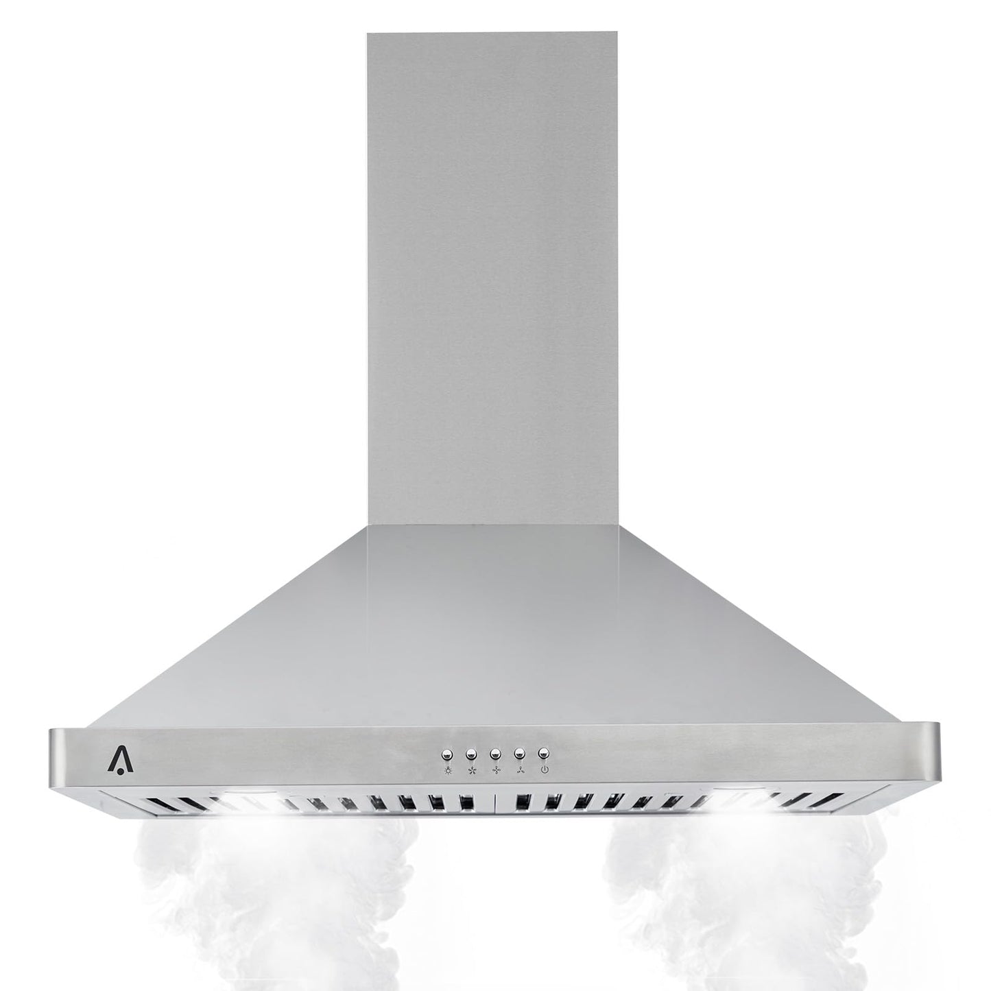 Garvee Range Hood 30 inch, Wall Mount Range Hood in Stainless Steel, Ducted/Ductless Convertible Duct, Kitchen Hood w/Baffle Filters, 3 Speed Fan, LED Light, Push Button Control