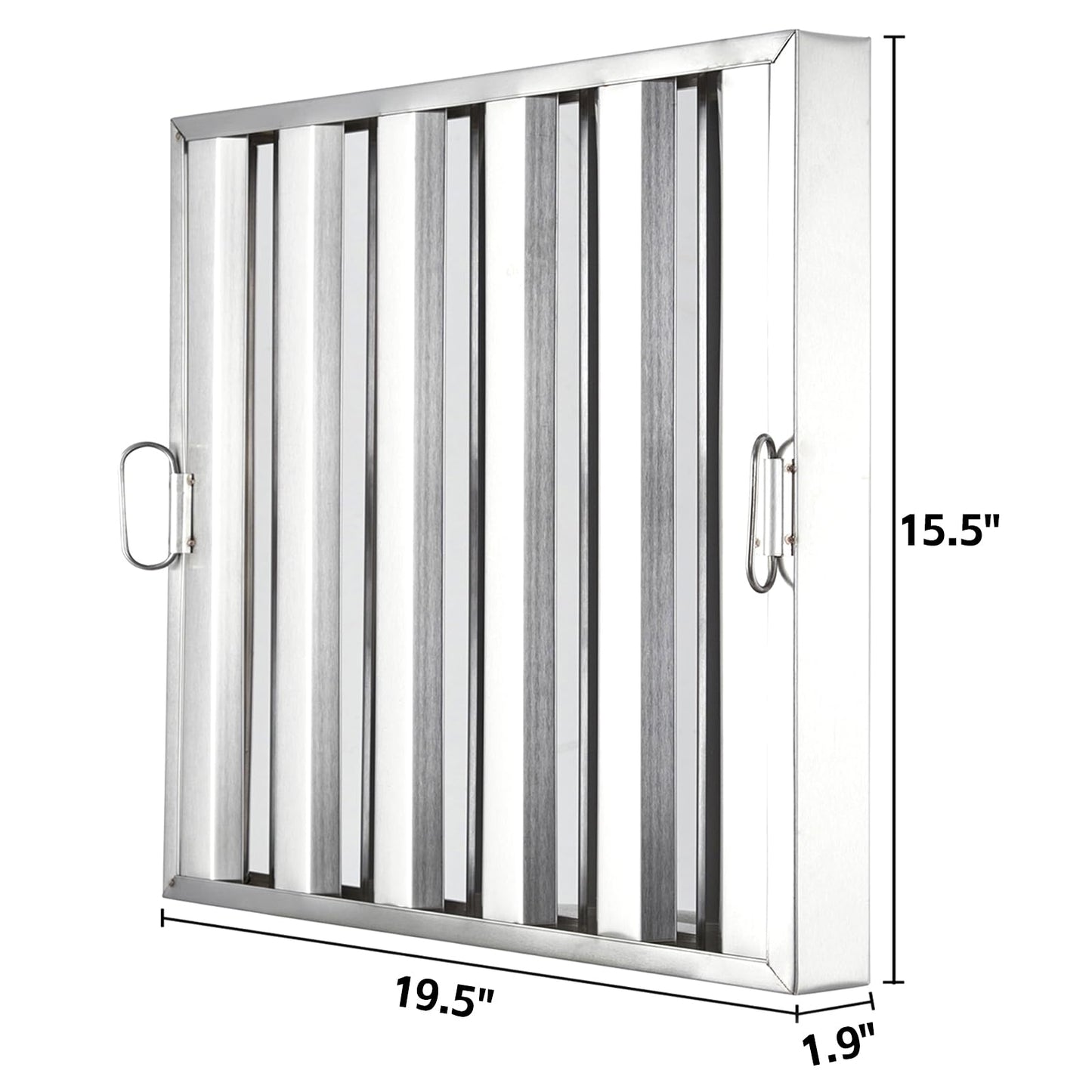 Garvee Commerical Hood Filters 19.5W x 15.5H Inch, 430 Stainless Steel 5 Grooves, Range Hood Filters for Restaurant Kitchen Exhaust Hoods, Pack of 6