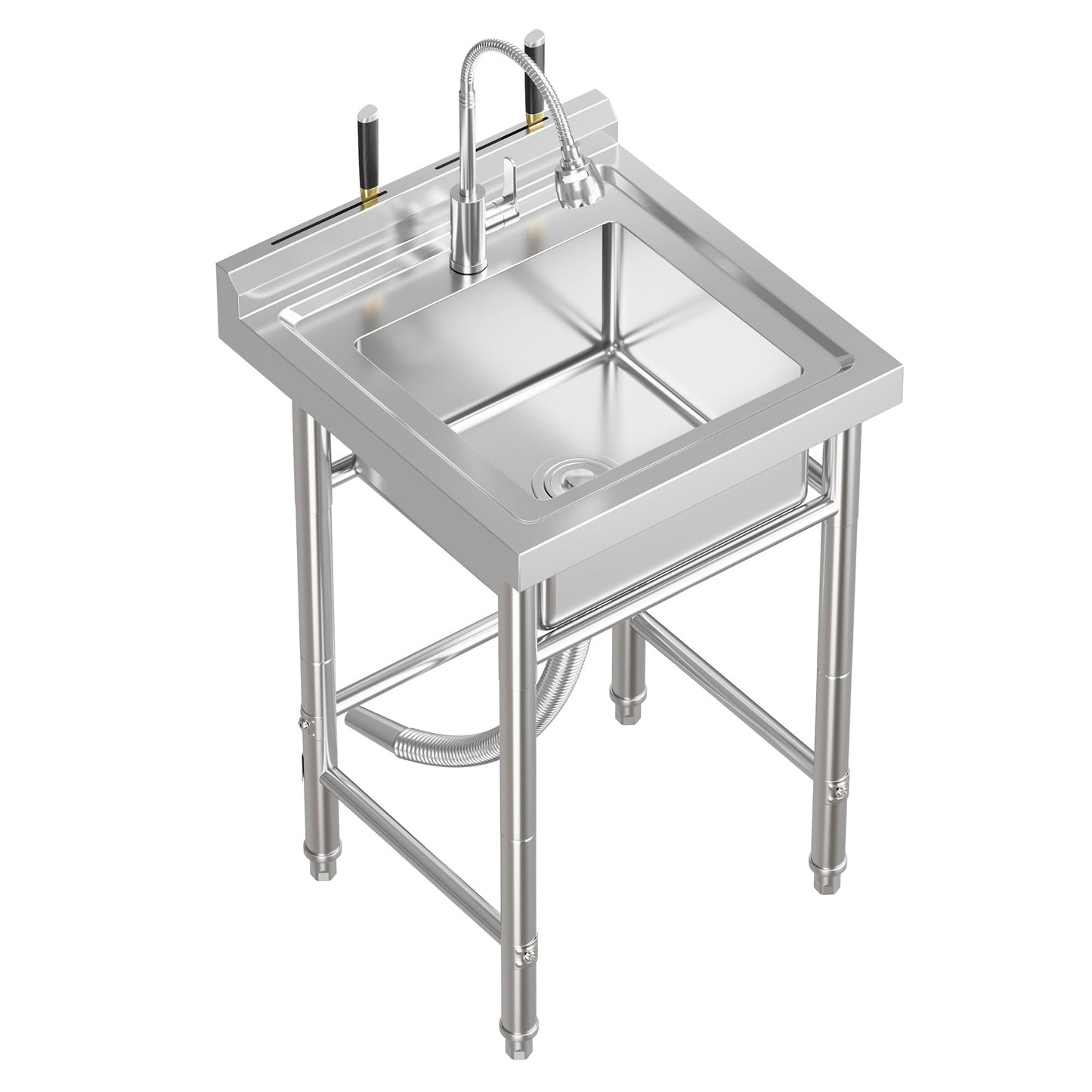 Garvee 20"D x 20"W x 31.5"H Small Stainless Steel Utility Sink Freestanding Single Bowl Kitchen Sink with Hot & Cold Water Faucet for Laundry Room Compact Apartments Basement Garage