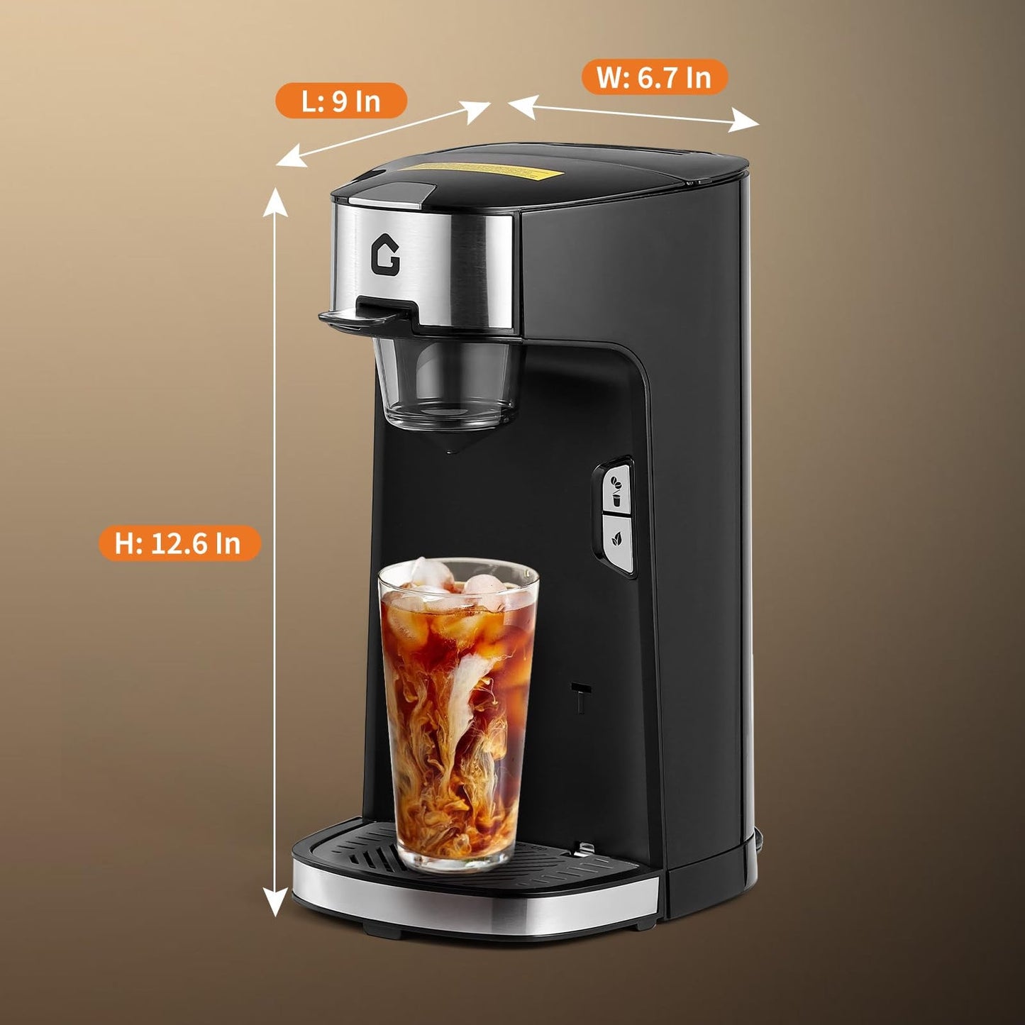 Garvee Single Serve Coffee Maker - Portable and Compact with 18.6 Oz Water Tank, Adjustable Tray, Perfect for Home, Office, RV, and Camping