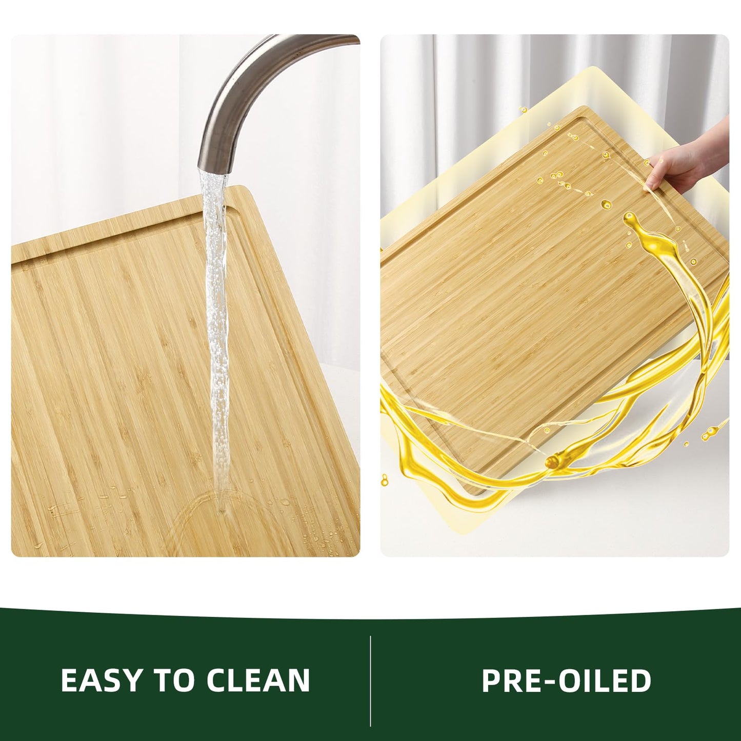 Garvee 20 Inch Extra Large Bamboo Wood Cutting Board for Kitchen, Wooden Chopping Board with Juice Groove for Meat, Vegetables and Cheese, Reversible Charcuterie Board