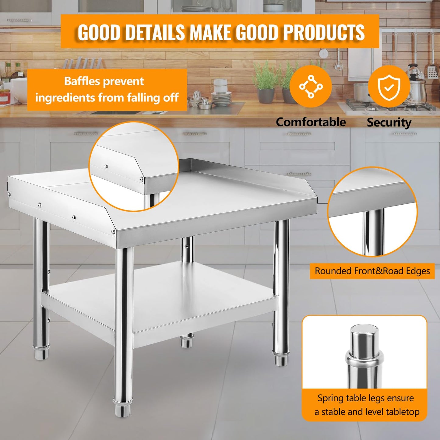 GARVEE 48"L x 30"W x 24"H Stainless Steel Grill Stand Table - Heavy-Duty, Adjustable Undershelf, Easy to Assemble, for Home and Commercial Kitchens