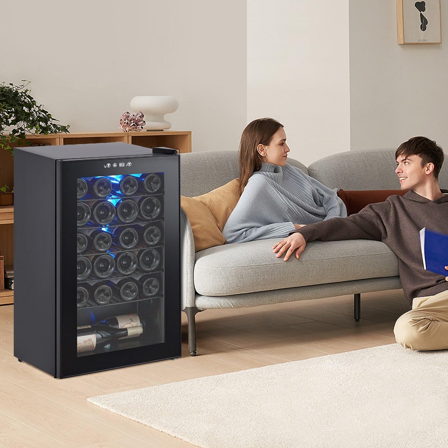 Garvee 24 Bottle Wine Fridge, Wine Cooler with 40~61°F Digital Temperature Adjustment, Freestanding Wine Refrigerator for Red, White and Champagne