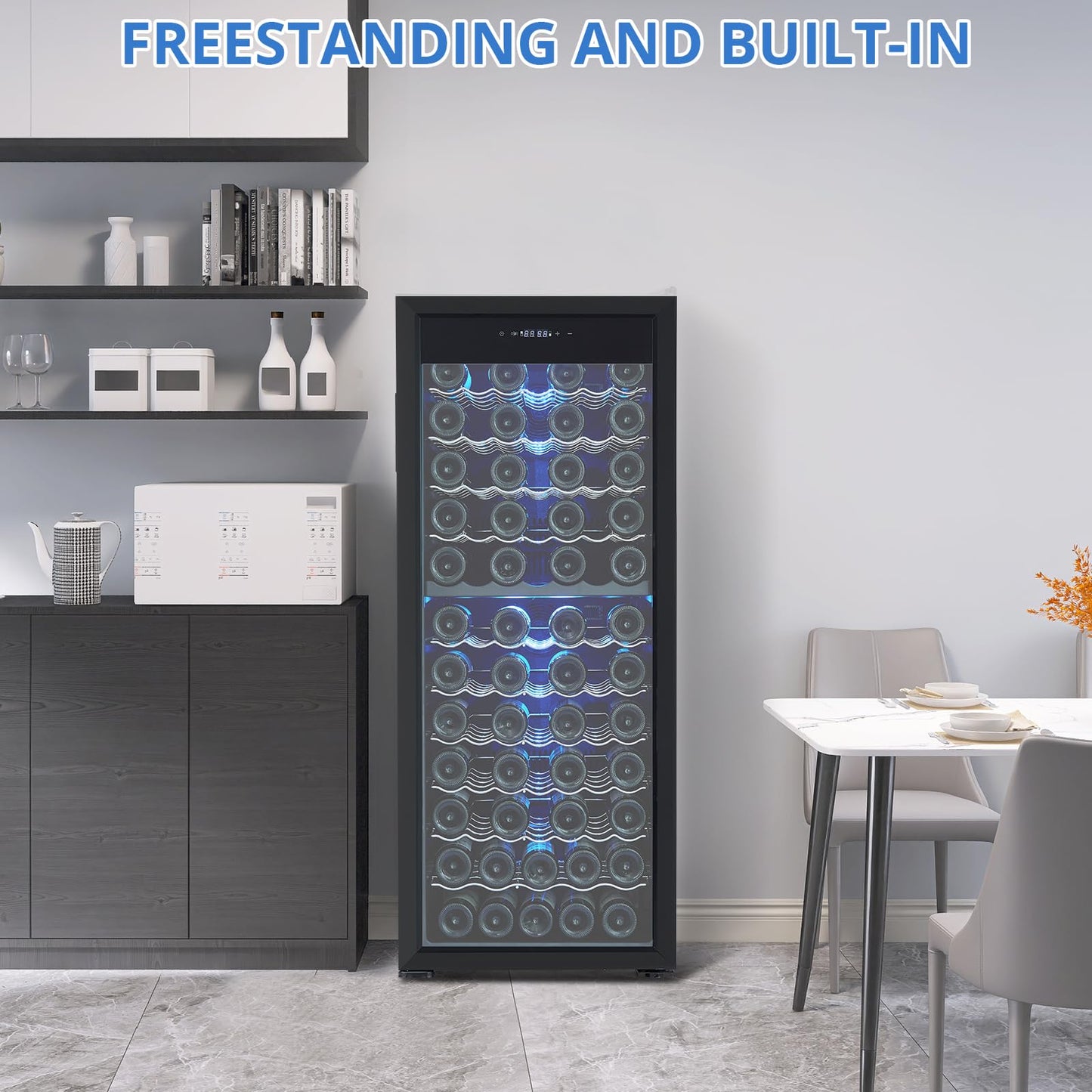 Garvee 80 Bottles Dual Zone Wine Cooler LED Touch Display | UV Protection Glass Door Wine Fridge | 41-64°F Temperature Control | Quiet Compressor Wine Cellar for Red & White Wine