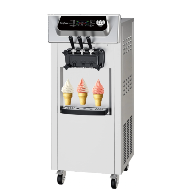 Garvee Commercial Soft Ice Cream Machine 3 Flavors Clean Led Panel Perfect for Restaurants Snack Bar Supermarkets 2200W (Without Pre-Chill)