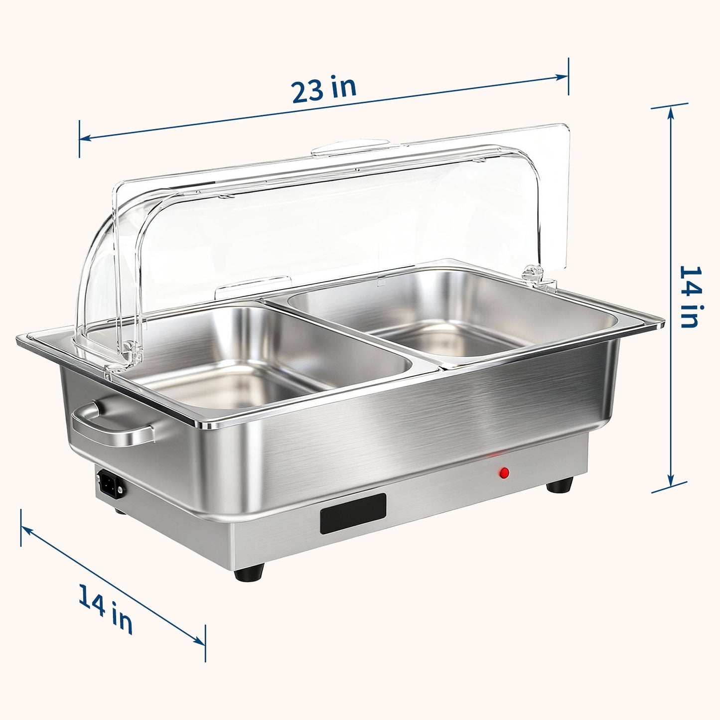 Garvee 9.5QT(2×1/2Pan)Electric Chafing Dish with Temperature Control, Stainless Steel Buffet Servers and Warmers, Electric Chafing Dish Set with Temperature Control for Catering