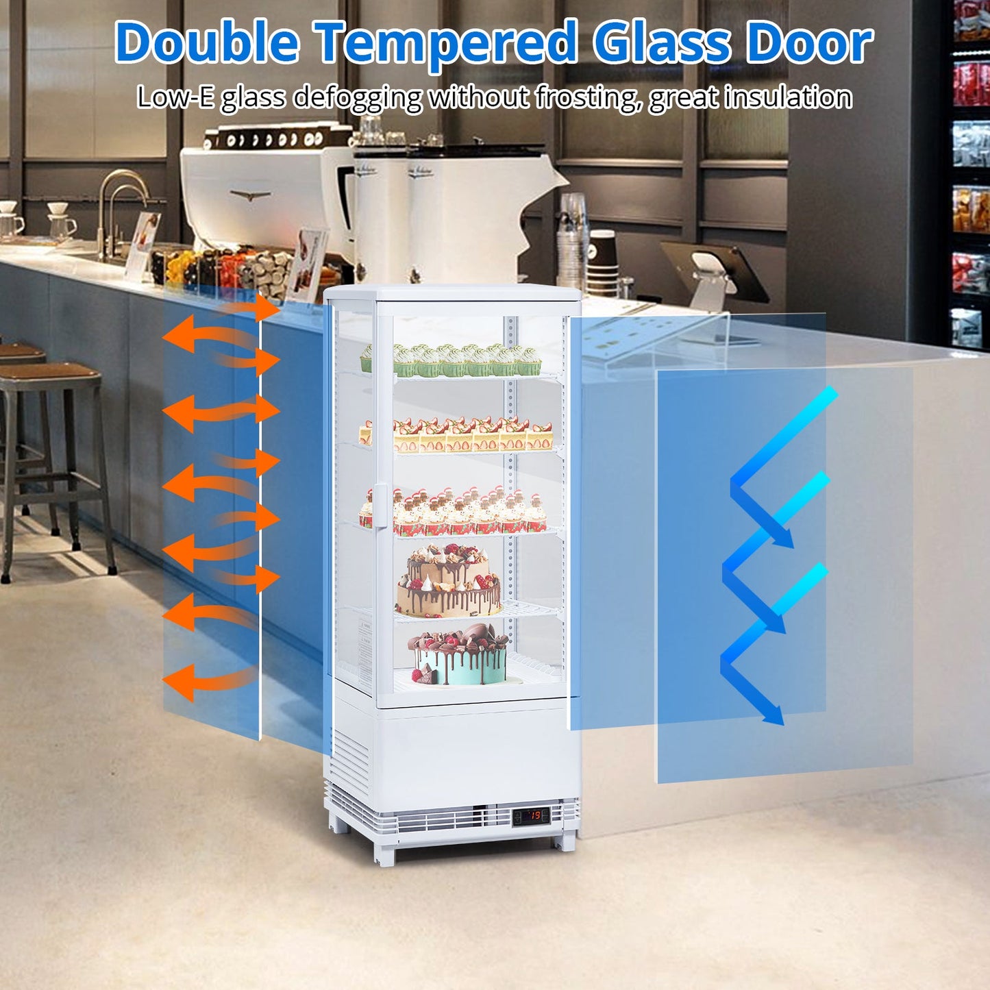 Garvee Commercial Refrigerator, 3.5 Cu. FT Glass Refrigerator Display Case Countertop with Adjustable Shelves, Interior LED Lighting, Display Fridge for Pastry Cake Restaurant, Auto Defrost, White