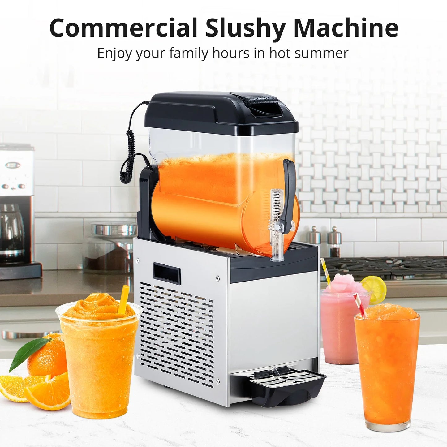 Garvee 12L/3.2 Gal Commercial Slushy Machine Frozen Drink Margarita Machine Smoothie Self-Cleaning for Snow Melts Home Coffee Shops Restaurants