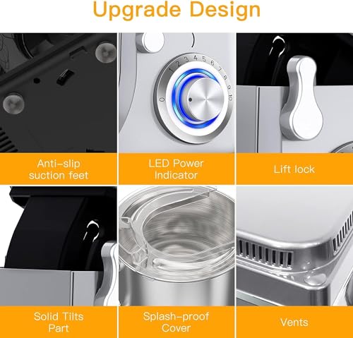 Garvee 7.5 QT Professional Electric Stand Mixer - 660W 10-Speed Kitchen Mixer with Stainless Steel Bowl, LED Light, and Dishwasher-Safe Accessories-Silver