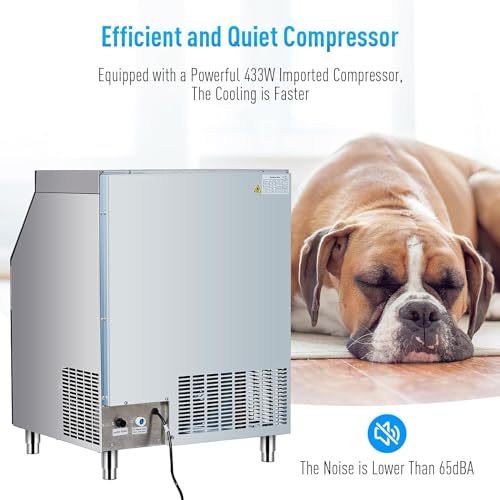 Garvee 260lbs/24H Ice Maker Stainless Steel Under Counter ice Maker Machine with 145LBS Storage Self-Clean for Bar Restaurant Cafe Home