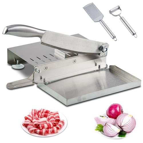Garvee Manual Frozen Meat Slicer, 14'' Stainless Steel Meat Cutter, Beef Mutton Roll for Hot Pot Kbbq Food Slicer Slicing Machine for Home Cooking of Hot Pot Shabu Shabu Bbq