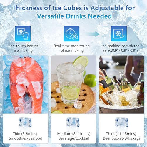 Garvee 350LBS/24H Commercial Ice Maker Stainless Steel Ice Machine 310lbs Storage for Coffee Shop Business Restaurant 14X15 Ice Cube