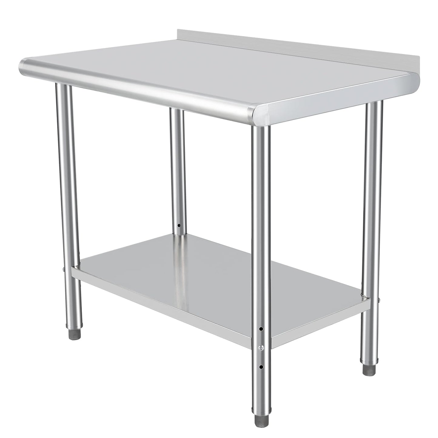 GARVEE 48"L x 24"W x 35"H Stainless Steel Prep Table - Commercial Heavy-Duty Work Table with Adjustable Undershelf and Backsplash for Kitchen, Restaurant, Home, and Hotel