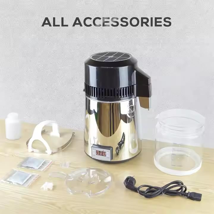 Garvee Gallon Water Distiller 4L Stainless Steel Countertop Distiller with Dual Temperature Display for Home and Office, Food-Grade Safety, Fast High-Capacity