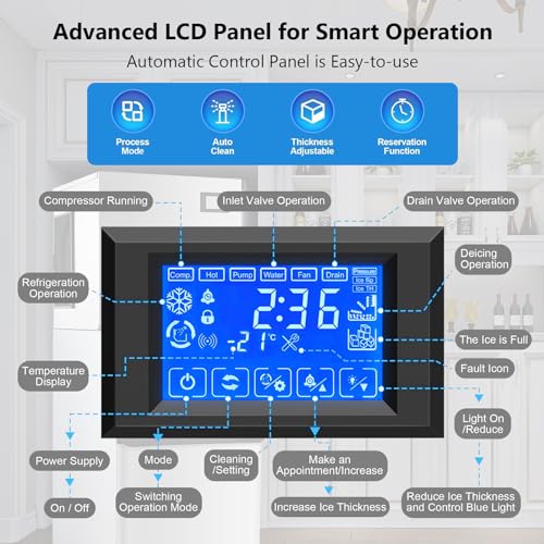 Garvee 350LBS/24H Commercial Ice Maker Stainless Steel Ice Machine 310lbs Storage for Coffee Shop Business Restaurant 14X15 Ice Cube