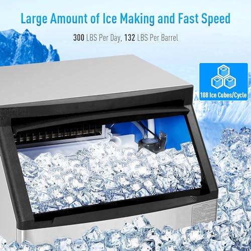 Garvee 260lbs/24H Ice Maker Stainless Steel Under Counter ice Maker Machine with 145LBS Storage Self-Clean for Bar Restaurant Cafe Home