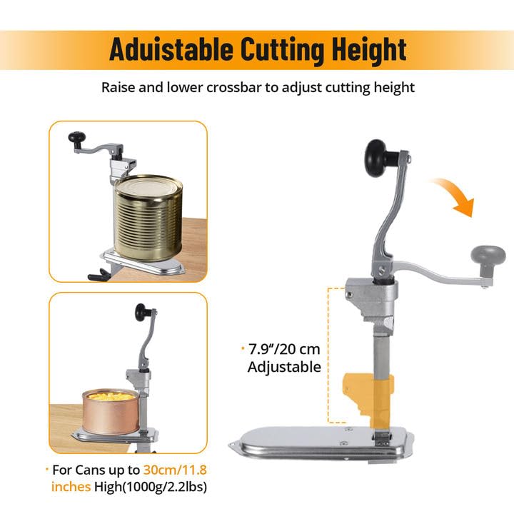 Garvee Manual Table Can Opener, Heavy-Duty Commercial Countertop Can Opener, Featuring Stainless Steel Blade and Plated Steel Base, for Opening Cans Up to 12 Inches In Size