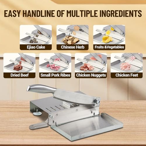 Garvee Manual Frozen Meat Slicer, 14'' Stainless Steel Meat Cutter, Beef Mutton Roll for Hot Pot Kbbq Food Slicer Slicing Machine for Home Cooking of Hot Pot Shabu Shabu Bbq