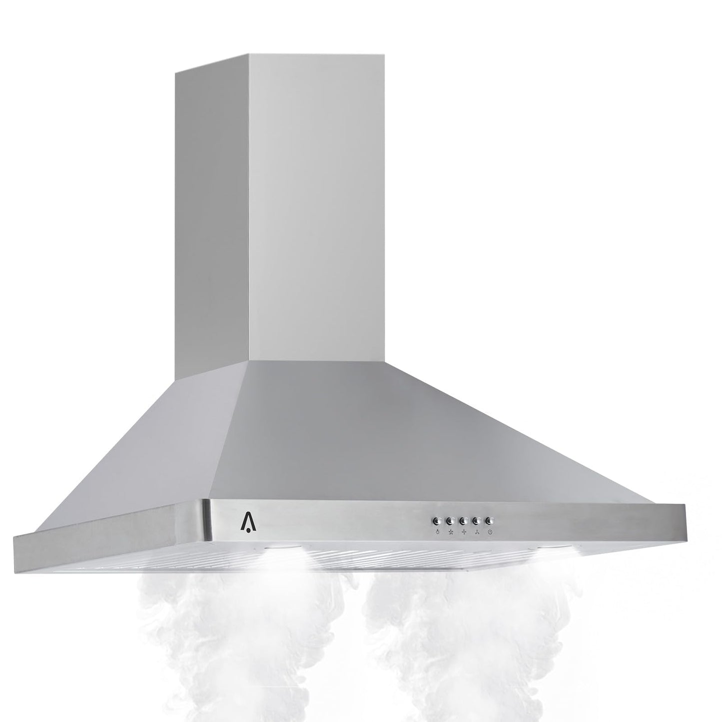 Garvee Range Hood 30 inch, Wall Mount Range Hood in Stainless Steel, Ducted/Ductless Convertible Duct, Kitchen Hood w/Baffle Filters, 3 Speed Fan, LED Light, Push Button Control