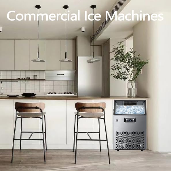Garvee 150 lbs/24H Commercial Ice Maker Machine with 33lbs Ice Storage Stainless Steel Freestanding Ice Machine Self-Cleaning for Business and Home