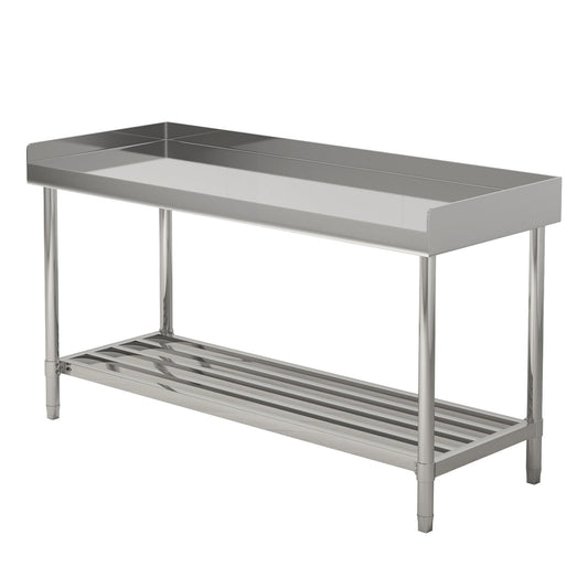 GARVEE 48"L x 24"W x 34"H Stainless Steel Work Table with Backsplash & Sidesplashes - Commercial Prep Table with Undershelf for Kitchen, Restaurant, Garage, and Laundry