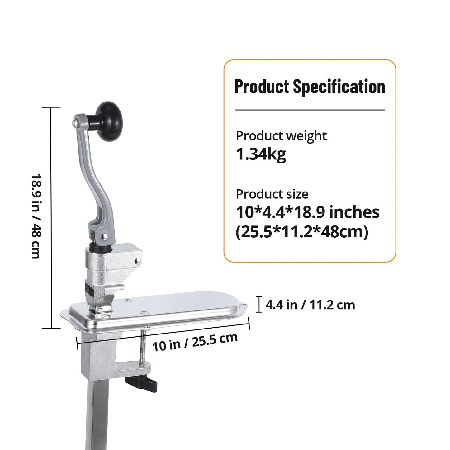 Garvee Manual Table Can Opener, Heavy-Duty Commercial Countertop, Stainless Steel Blade, Plated Steel Base, Opens Cans Up to 12 Inches, Suitable for Home and Commercial Kitchens