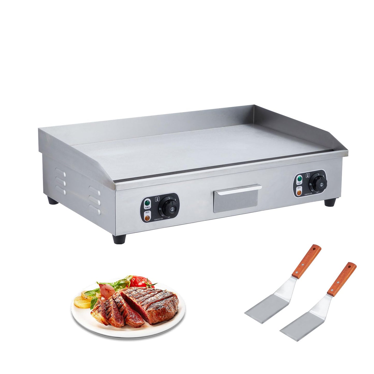 Garvee 29" Commercial Electric Griddle with Precise Temperature Control 122°F-572°F, 3000W Stainless Steel Electric Grill,Flat Top Countertop Griddle for Kitchen Restaurant, 110V 60HZ (No Plug)