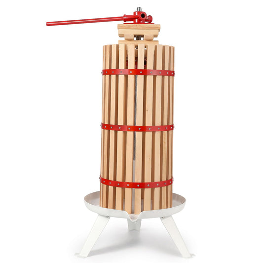 Garvee 7.9 Gal Manual Fruit Wine Press, Wood Steel Fruit and Wine Press With T-Handle, Stable Triangular Structure, Wine Making Press for Outdoor, Kitchen, Manual Assembly Required