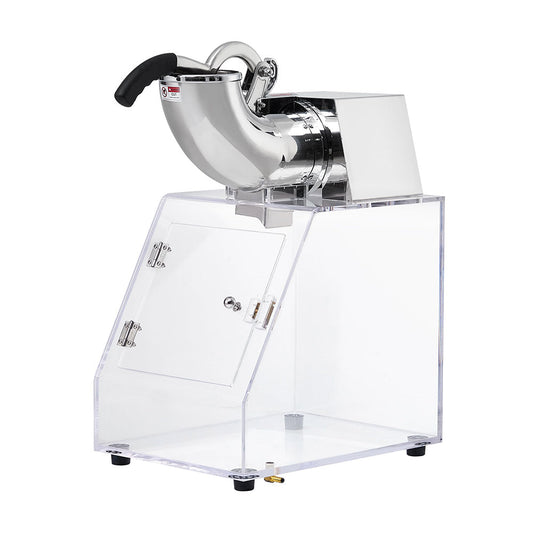 Garvee Commercial Ice Crusher Shaver Snow Cone Maker, Stainless Steel Electric Snow Cone Machine with Dual Blades, Acrylic Box, Safety On/Off Switch, Shaved Ice Machine for Home, Restaurants, Bars