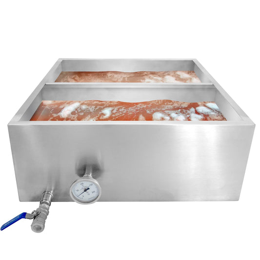 Garvee Maple Syrup Evaporator Pan, 24 x 24 x 9.4 Inch Maple Syrup Pan with Thermometer & 3/4" Throttle Valve, Stainless Steel Maple Syrup Boiling Pan for Making Sweet Maple Syrup
