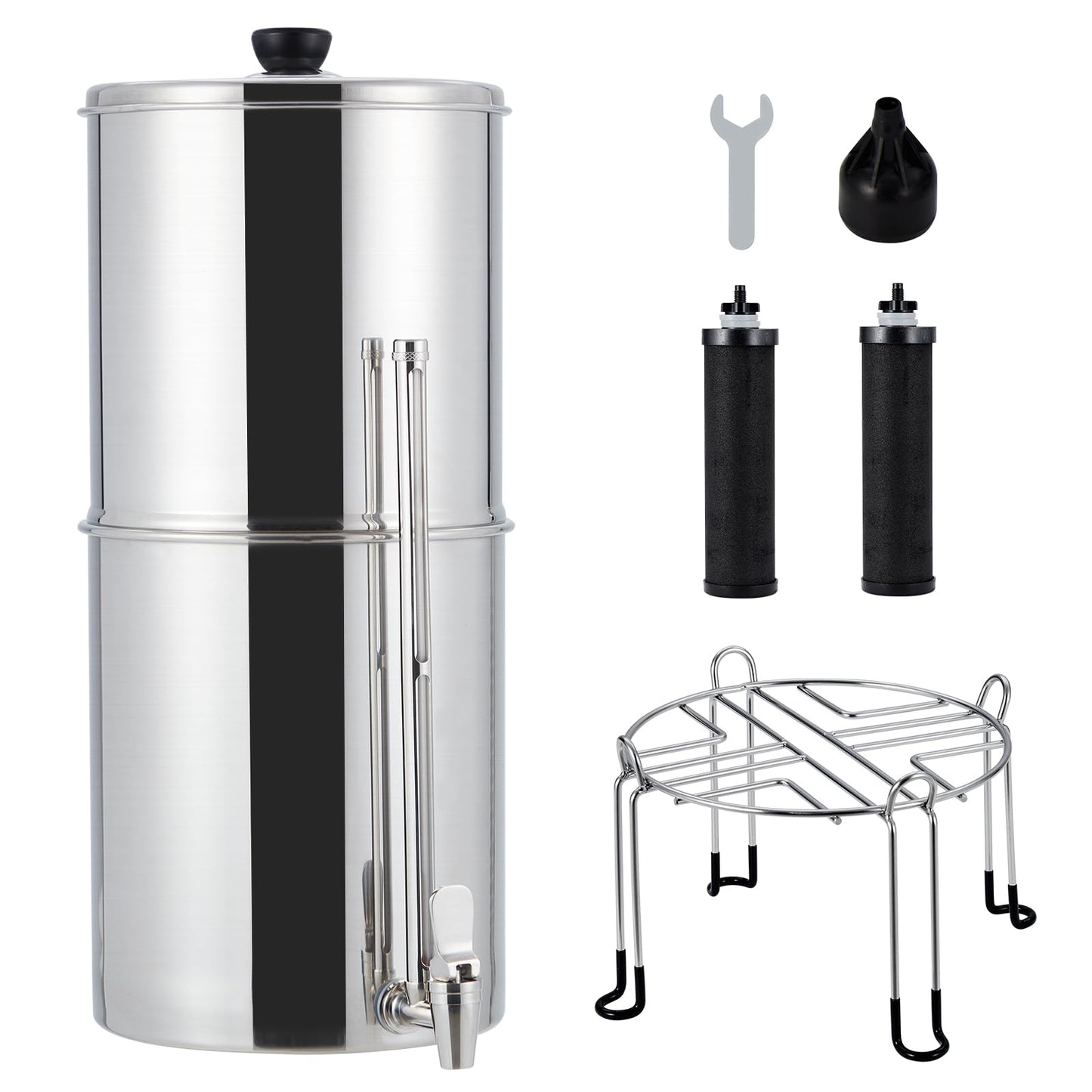 Garvee 2.25G Stainless-Steel Gravity Water Filter System for Camping/Home - Medium Version