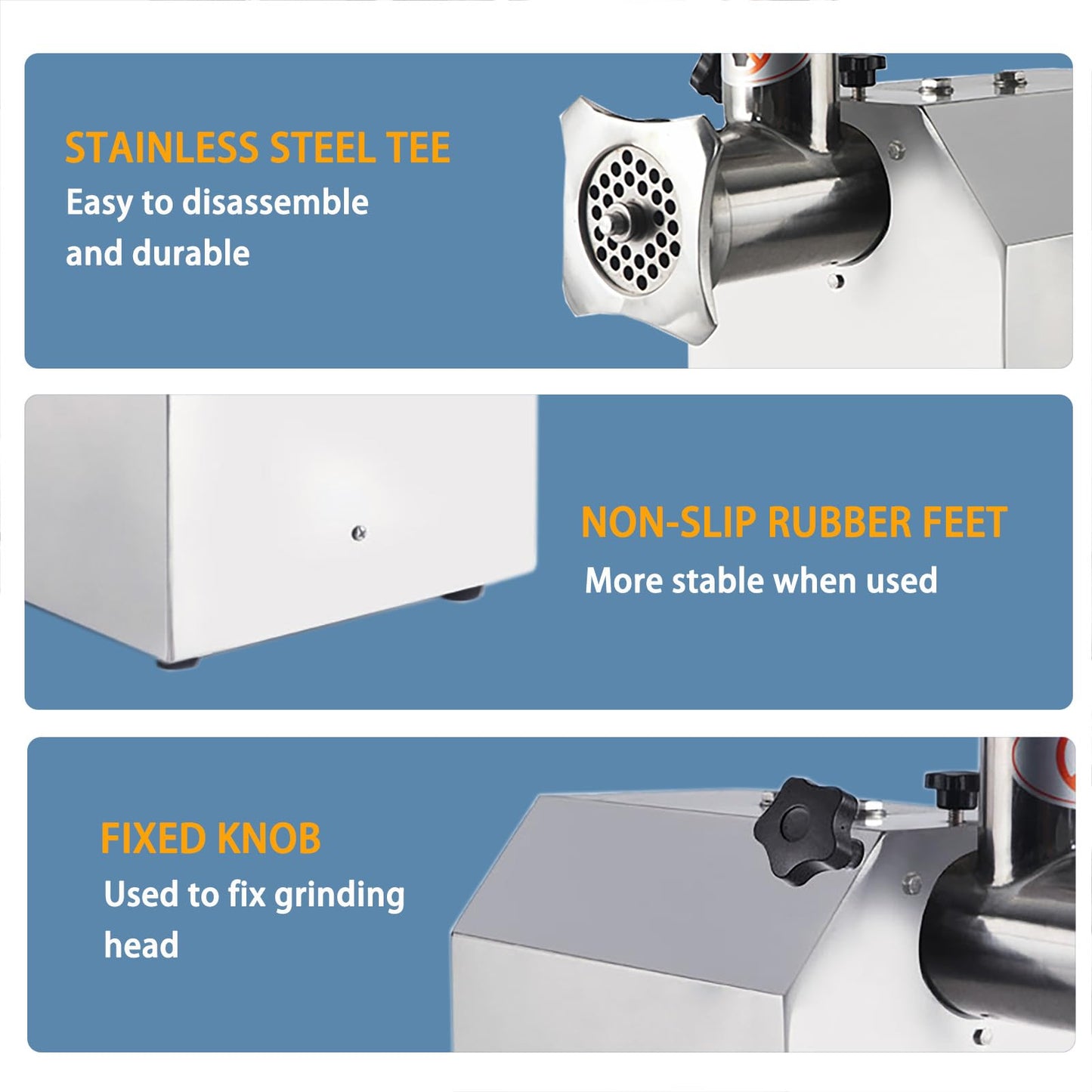 GARVEE 1100W Commercial Meat Grinder - Heavy-Duty Electric Grinder & Sausage Stuffer, 397 lbs/hr Capacity, 2 Blades, 6mm/8mm Plates for Home & Business Use