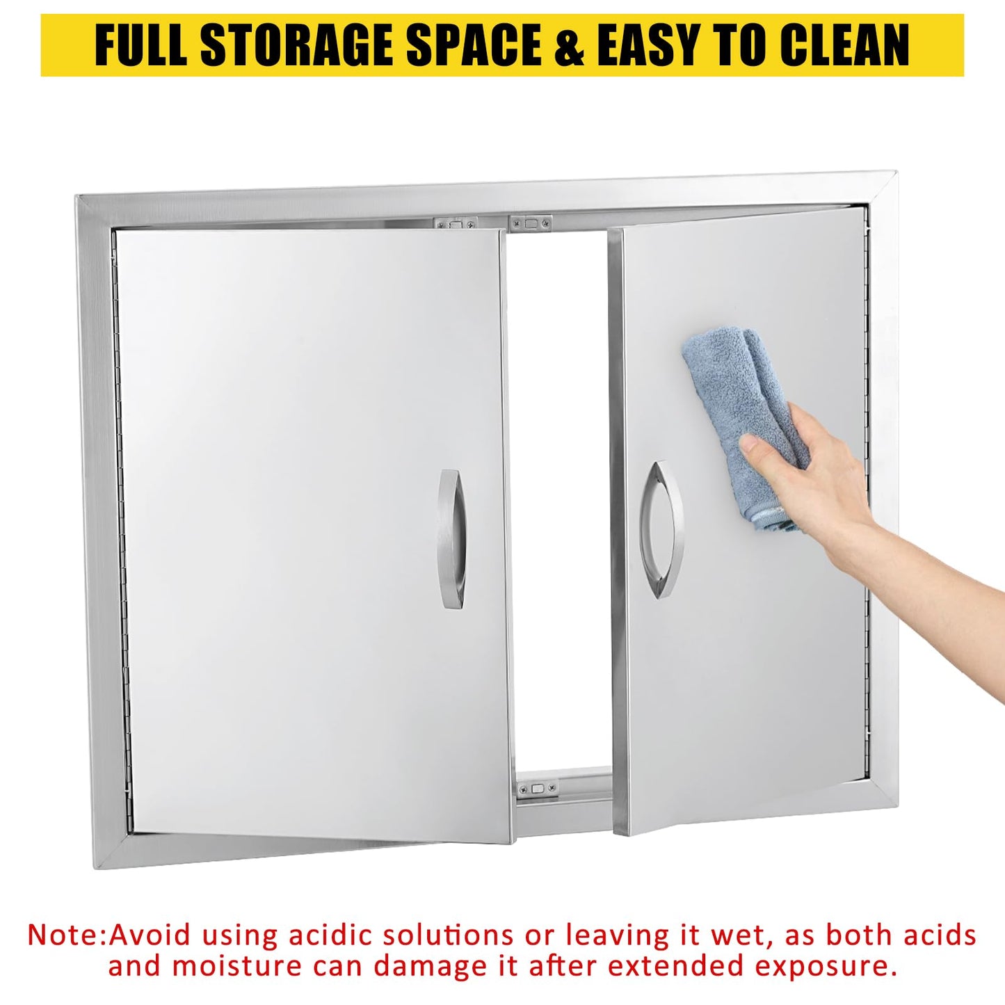 Garvee BBQ Access Door 31" W x 24" H, Double Outdoor Kitchen Door, Weatherproof Built in 304 Stainless Steel with Handle for Outside, Commercial, BBQ Island, Grilling Station, Outside Cabinet