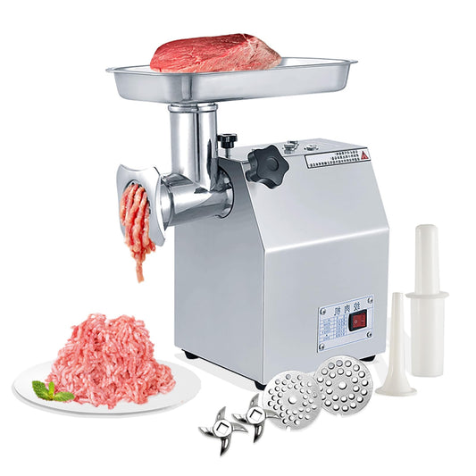 GARVEE Commercial Meat Grinder - 800W Max, Heavy-Duty Stainless Steel Electric Grinder, 265 lbs/H with 2 Blades, 2 Plates, and Sausage Stuffer Tube for Home Kitchen
