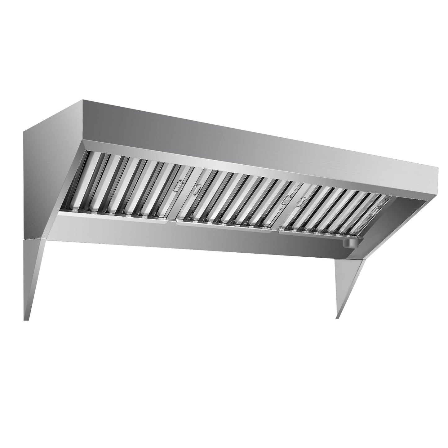 Garvee Commercial Exhaust Hood 6FT Rust Resistant 201 Stainless Steel with 3 Detachable U-shaped Grid Oil Filter Mesh for Kitchen Restaurant