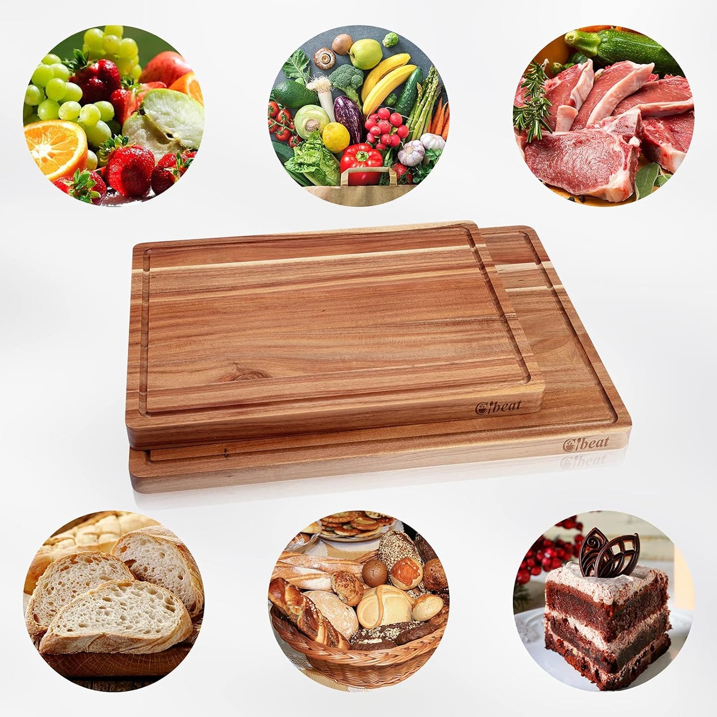 Garvee 24 x 18 Inch Large Acacia Wood Cutting Board, Reversible Wooden Butcher Block Cutting Board with Juice Groove, Carving Board for Meat, Turkey, Charcuterie