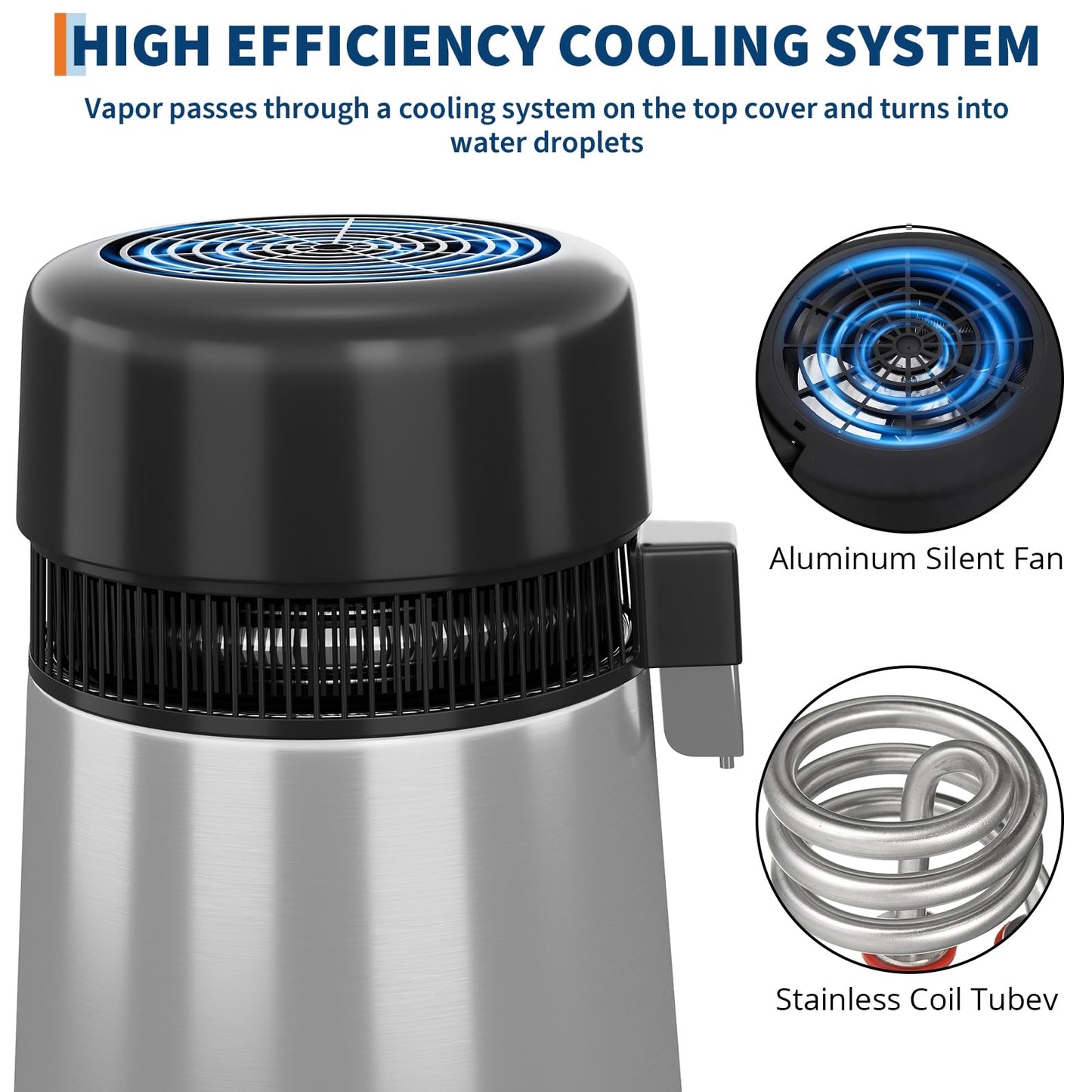 Garvee 4L Distilled Water Maker 750W Stainless Steel Home Countertop Water Distiller Pure Water