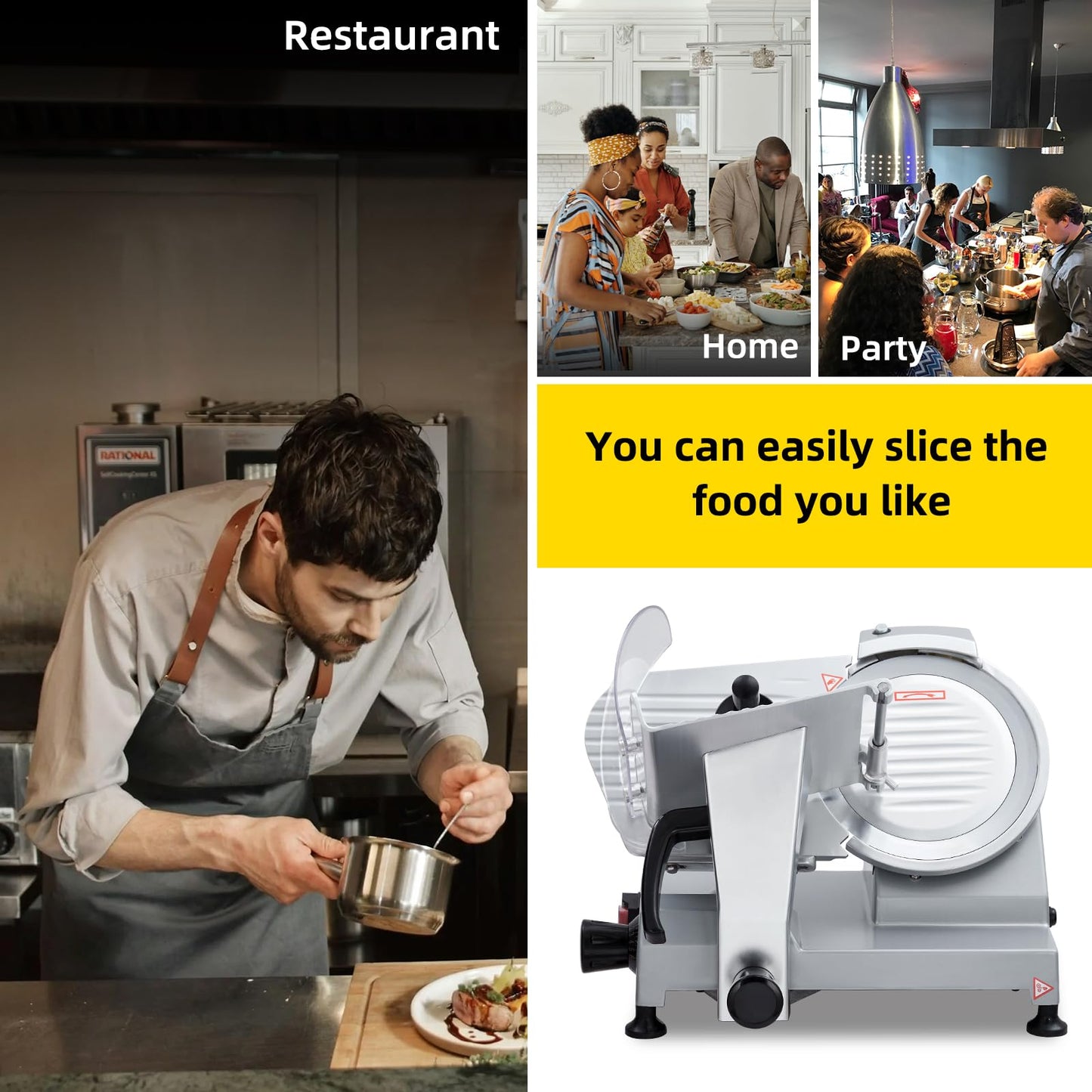 Garvee 10-Inch Commercial Deli Meat Slicer | 240W Semi-Automatic Electric Slicer for Meat, Cheese, Bread, and Vegetables | Adjustable Thickness and Easy to Clean