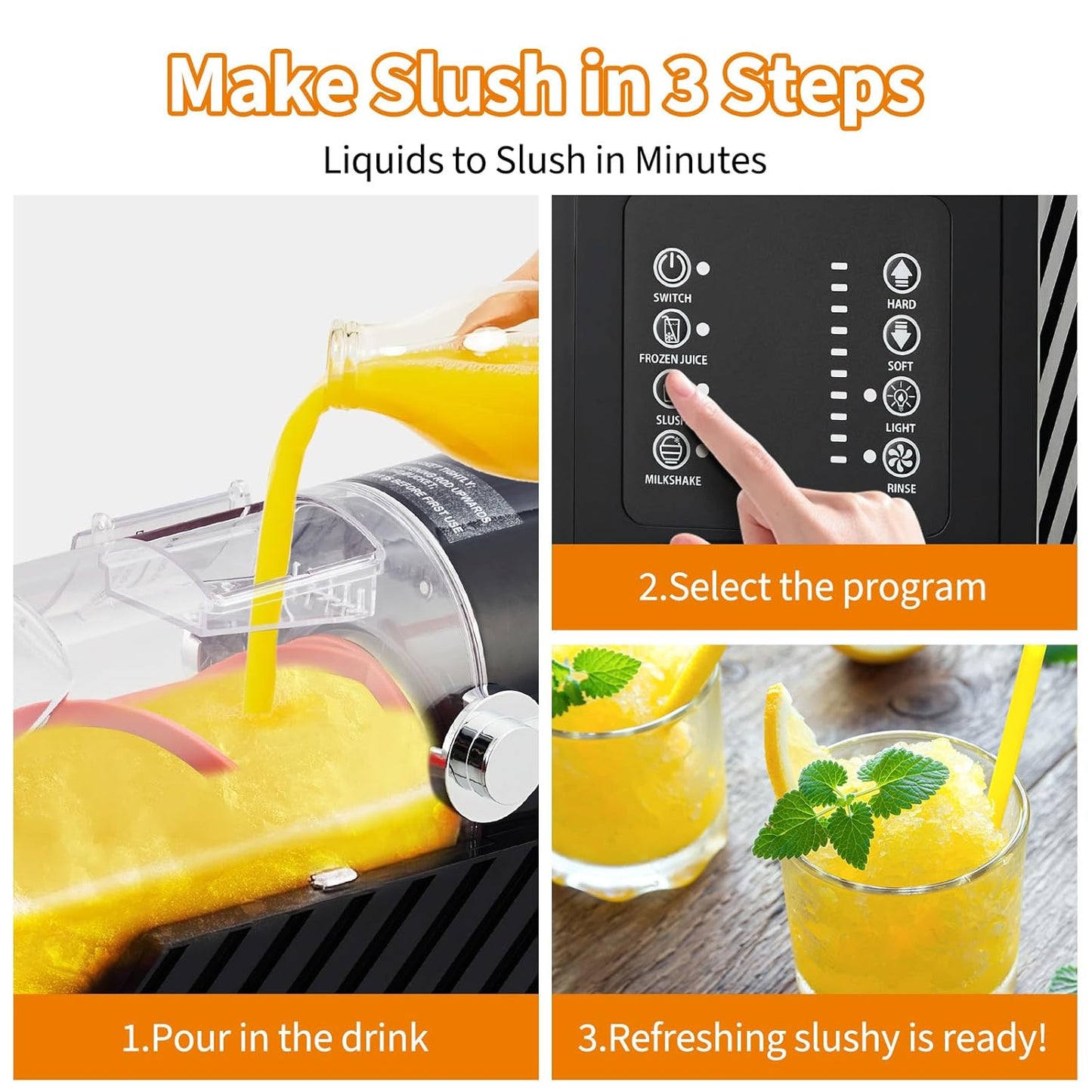 GARVEE 84oz (2.5L) Slushie Machine - Frozen Drink Maker with 3 Preset Modes (Slush, Frappe, Milkshake), LED Display, Auto-Clean, and One-Touch Dispensing for Margaritas, Smoothies, and Ice Cream (Black)