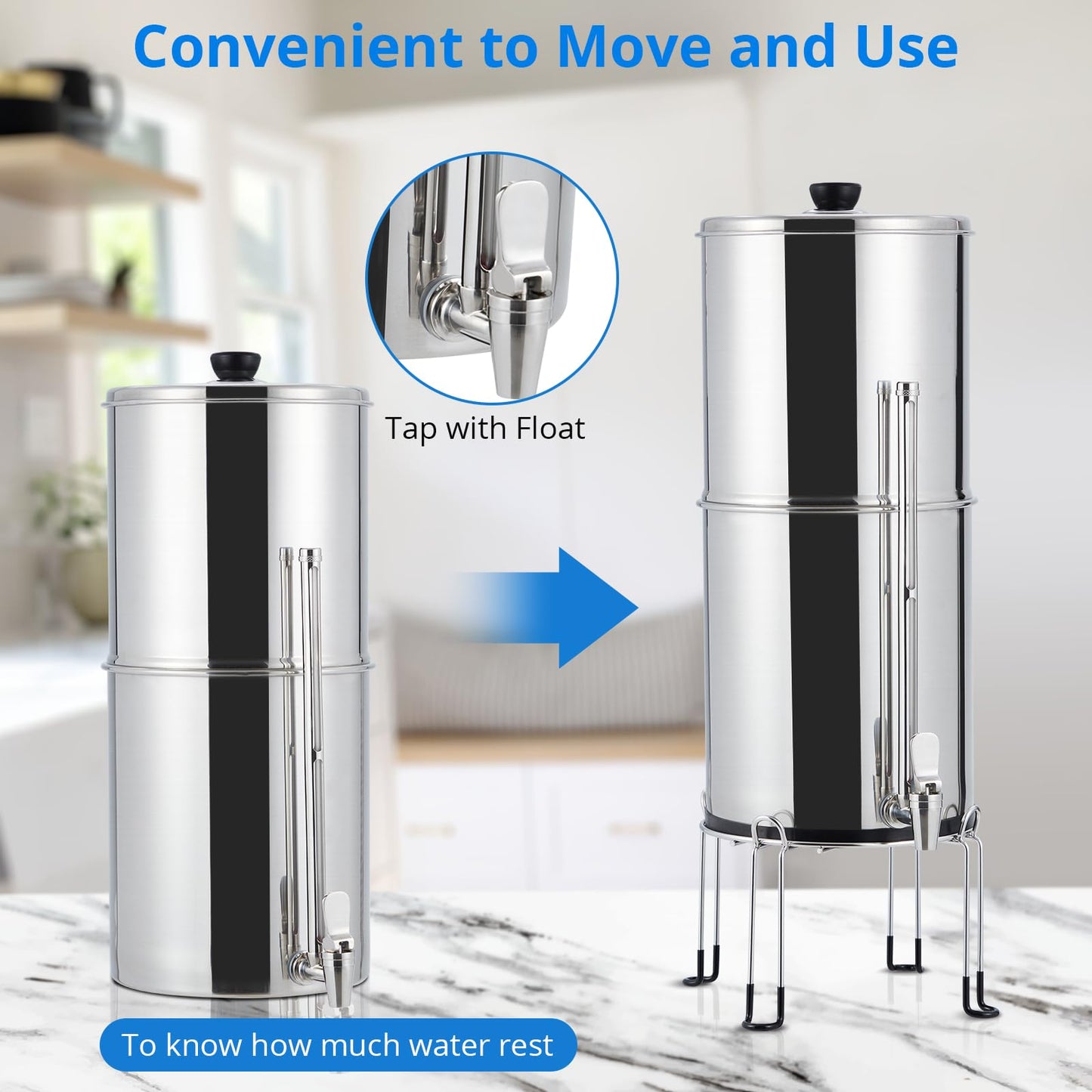 Garvee 2.25G Stainless-Steel Gravity Water Filter System for Camping/Home - Medium Version