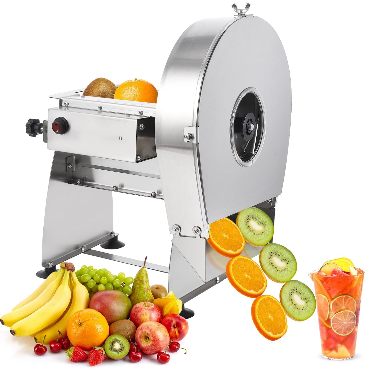 Garvee Commercial Electric Vegetable Fruit Slicer with Adjustable 0.2-10mm Thickness, Stainless Steel, Safe & Easy to Use, Multifunctional for Restaurants