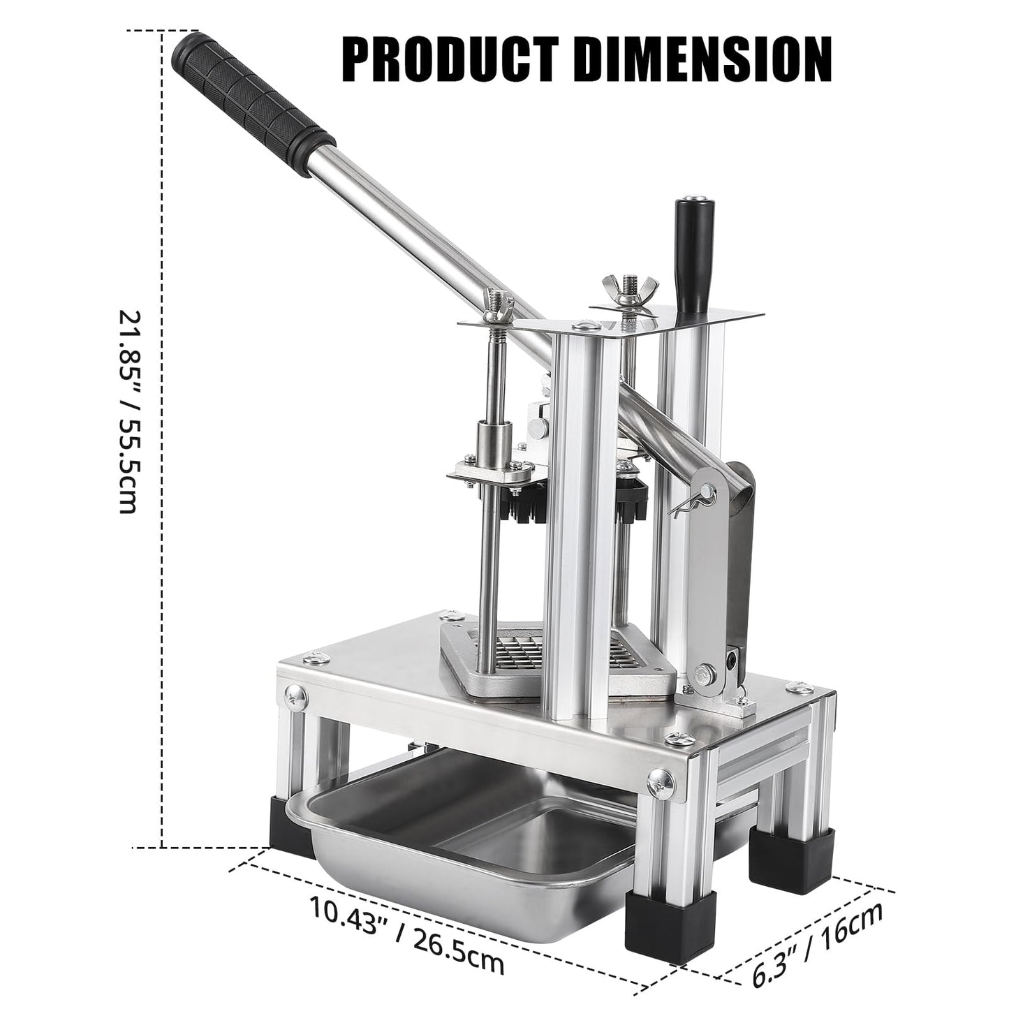Garvee Commercial Vegetable Fruit Chopper, Stainless Steel French Fry Cutter, 4 Blades, Heavy Duty, Ergonomic Handle, Non-Slip Feet, Easy Cleaning, Ideal for Restaurants and Home Kitchens