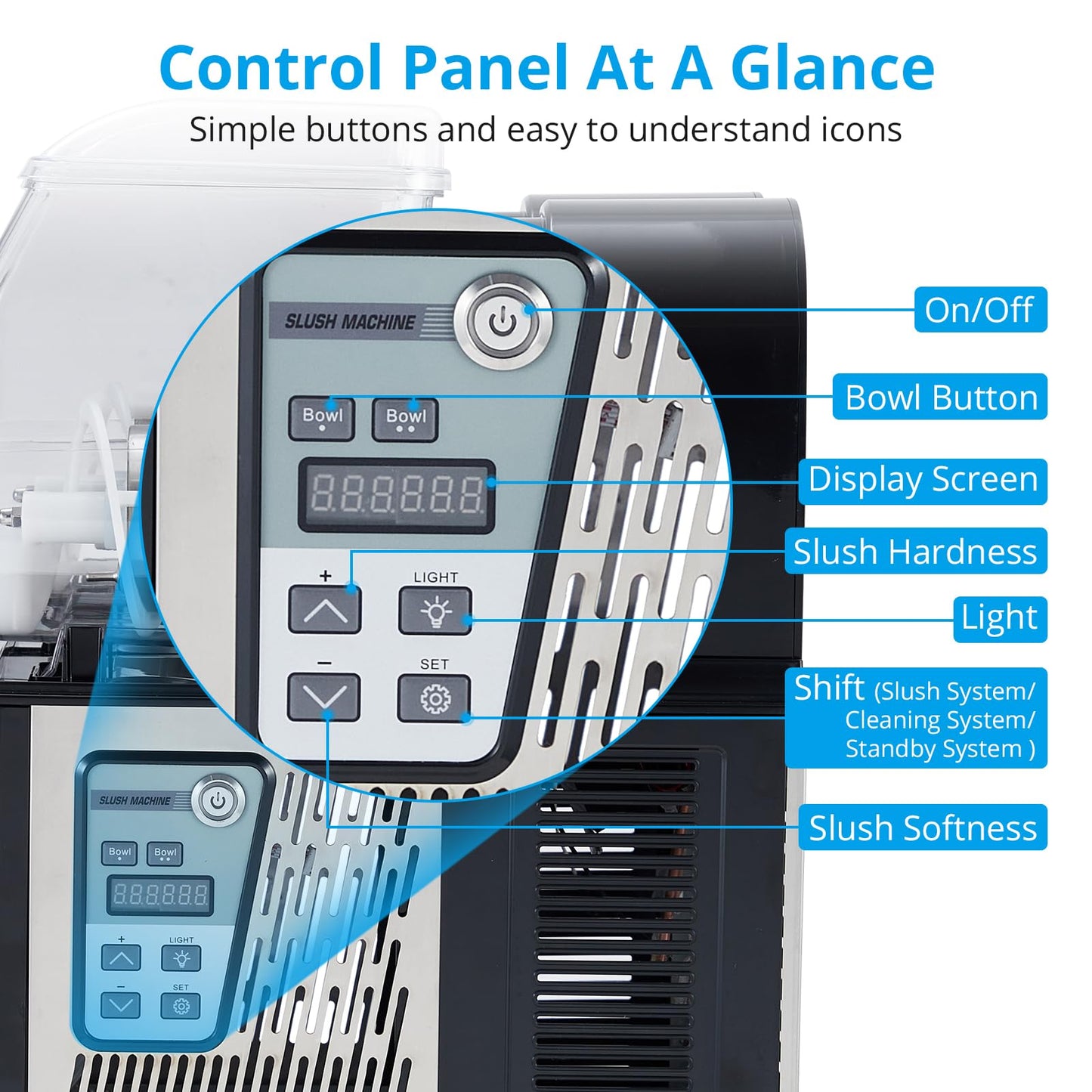 Garvee Commercial Slushie Machine 4Lx2 Stainless Steel 300W Self-Cleaning Double Tank for Home Coffee Shop Restaurant