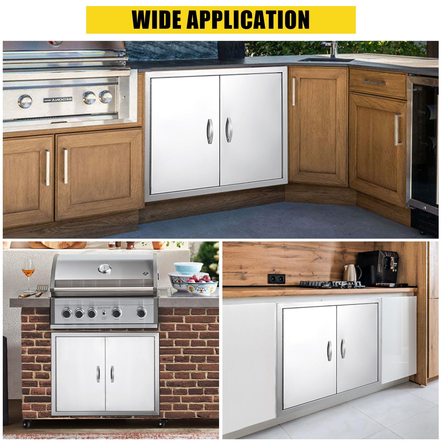 Garvee BBQ Access Door 31" W x 24" H, Double Outdoor Kitchen Door, Weatherproof Built in 304 Stainless Steel with Handle for Outside, Commercial, BBQ Island, Grilling Station, Outside Cabinet