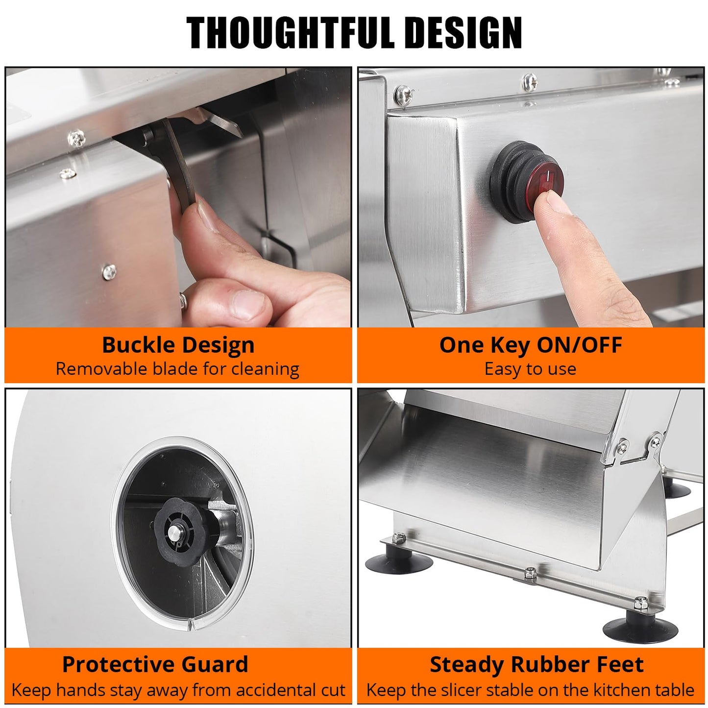 Garvee Commercial Electric Vegetable Fruit Slicer with Adjustable 0.2-10mm Thickness, Stainless Steel, Safe & Easy to Use, Multifunctional for Restaurants