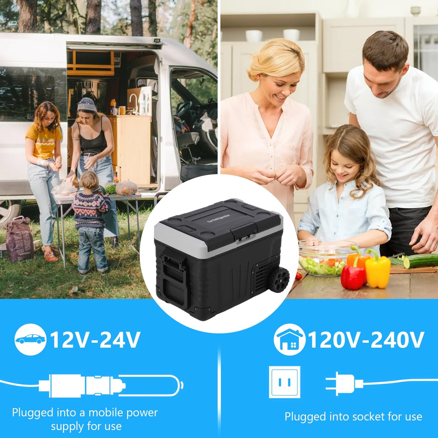 Garvee 37Qt (35L) Dual Zone Car Refrigerator, -4℉-68℉, 12V/24V Electric Cooler, Portable Freezer for Car, Truck, Home Use