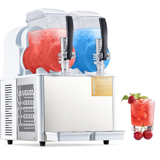 Garvee Commercial Slushy Machine 7.2L (0.95Gal x2) 370W – Dual-Tank Stainless Steel for Frozen Drinks & Margaritas, Commercial Use